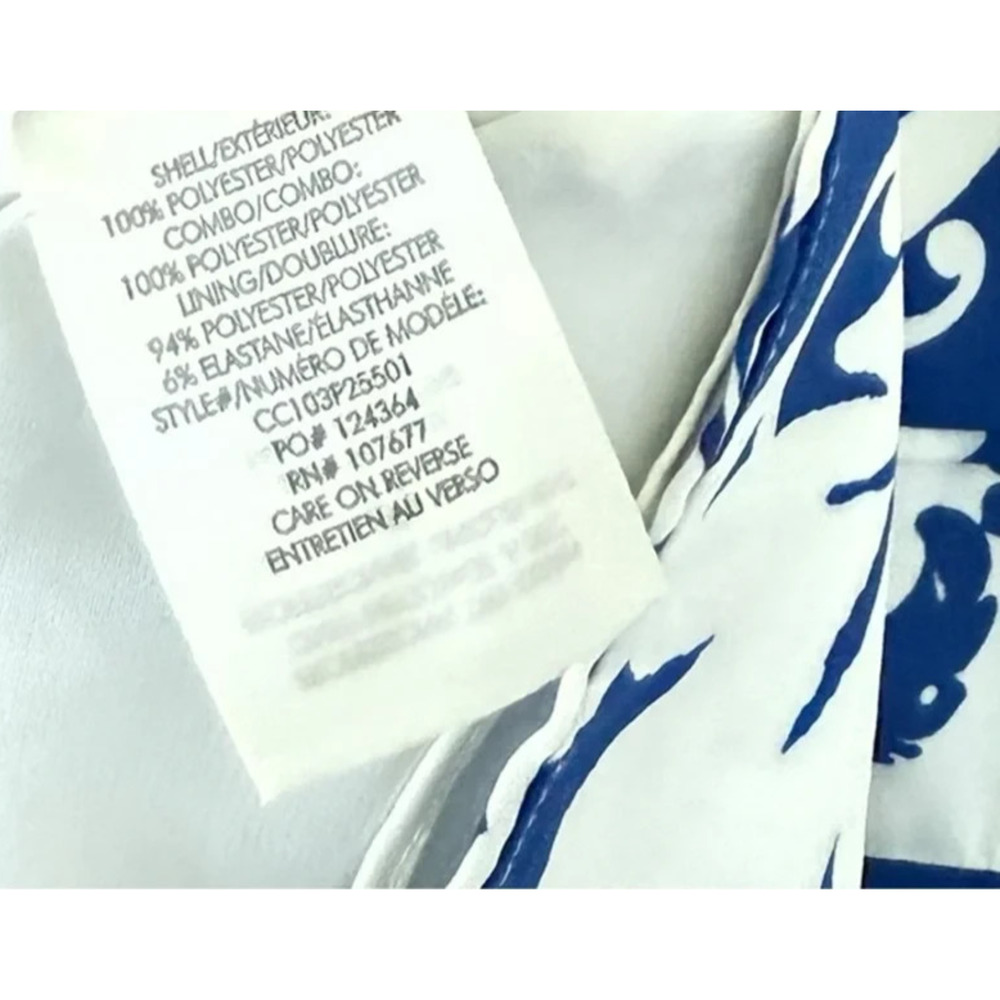 Alice + Olivia Blue White Karisse Cap Sleeve Mock Neck Mini Dress Roman 6 S - Picture 7 of 8
